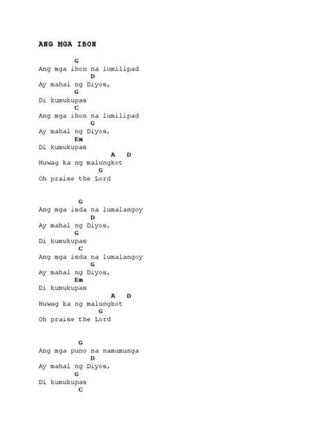 ANG MGA IBON CHORDS by Misc Praise Songs @ Ultimate .